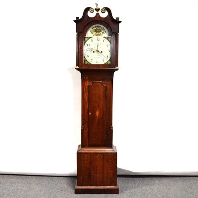 Lot 432 - Oak and mahogany longcase clock
