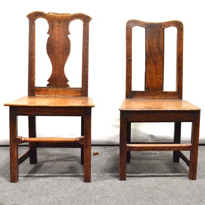 Lot 376 - Two country made oak dining chairs