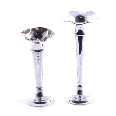 Lot 341 - A silver trumpet-shape flute, and another plated flute