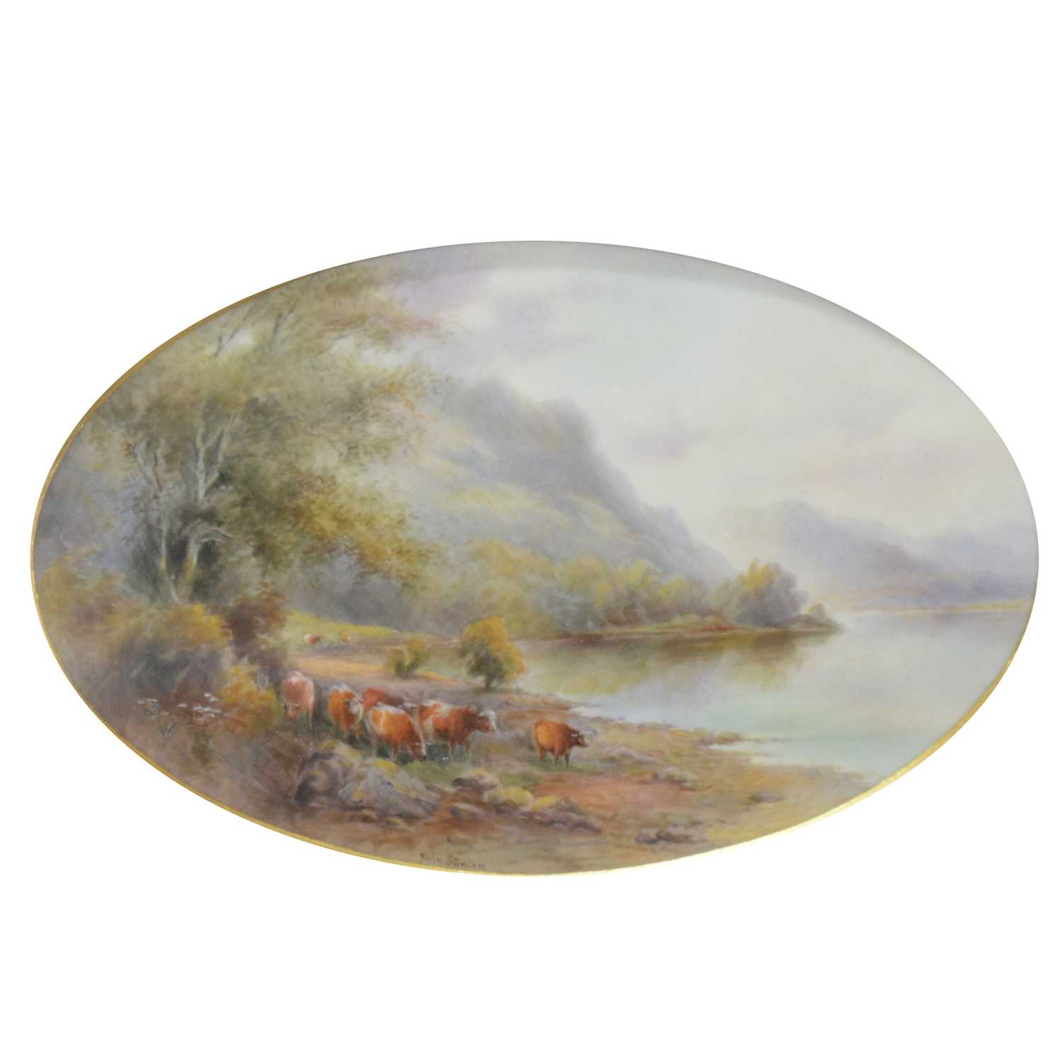 Lot 30 - Pair of Royal Worcester porcelain oval plaques