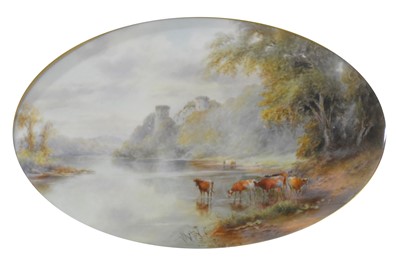 Lot 30 - Pair of Royal Worcester porcelain oval plaques