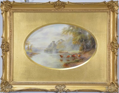 Lot 30 - Pair of Royal Worcester porcelain oval plaques