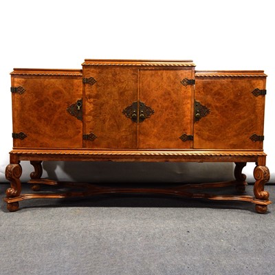 Lot 395 - Early 20th century French burr walnut sideboard
