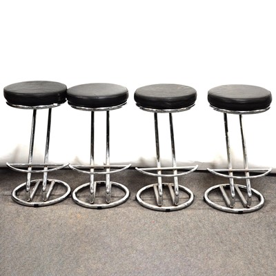 Lot 321 - Four modern chrome barstools