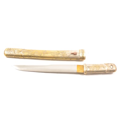 Lot 158 - Small Japanese knife and a hardwood sword stand