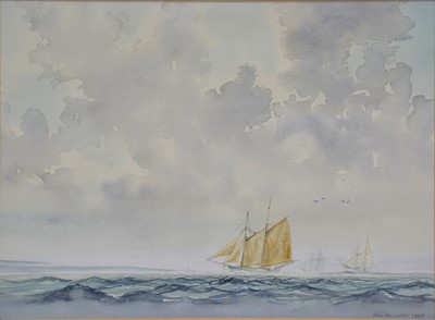 Lot 280 - John Holloway, Seascape with sailing barges