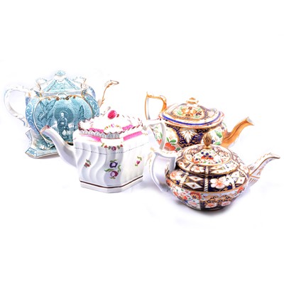 Lot 52 - Interesting collection of teapots, mostly 19th century, 3 boxes