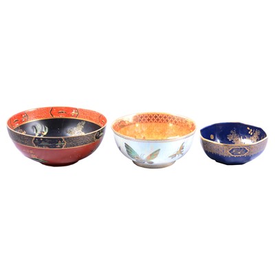 Lot 45 - Wedgwood butterfly lustre bowl and two Wilton Ware chinoiserie bowls