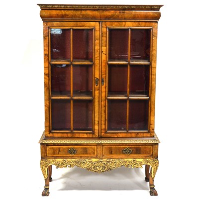 Lot 480 - Walnut china cabinet