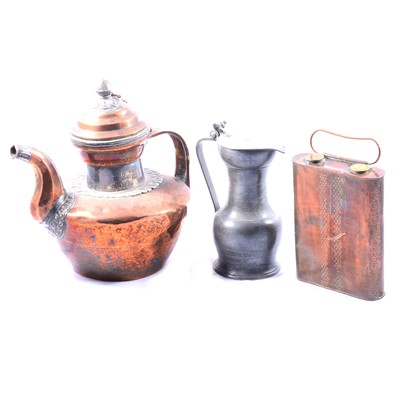 Lot 235 - Antique Tibetan style copper and white metal teapot