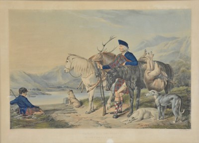 Lot 420 - Lucas after Ansdell, Deer Stalking, and two other engravings