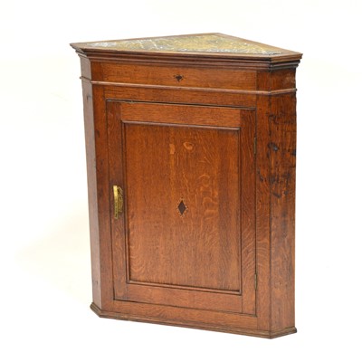 Lot 536 - Oak hanging corner cupboard, 19th Century