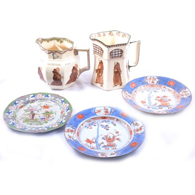 Lot 111 - Royal Doulton series ware jugs, Monk design, three plates.