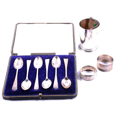 Lot 350 - Set of six silver teaspoons, Robert Pringle & Sons, Sheffield 1912, and other wares.