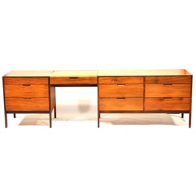 Lot 530 - Mid-century afromosia modular dressing table and headboard, by Richard Hornby for Fyne Lady