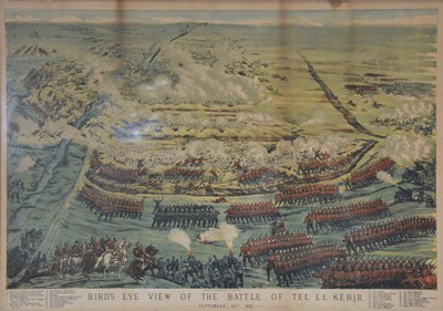 Lot 399 - Victorian chromolithograph, Birds-eye View of The Battle of Tel-el-Kabir, 1882