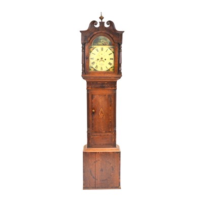 Lot 439 - Oak and mahogany longcase clock