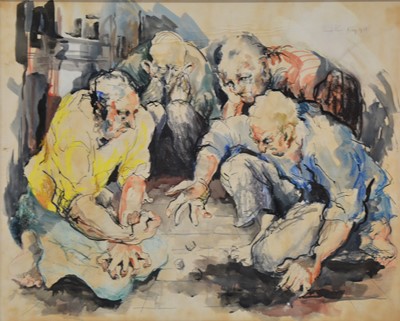 Lot 261 - Dennis Page, Men playing dice