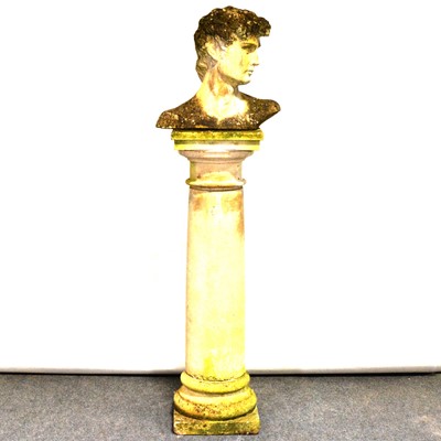 Lot 481 - Reconstituted stone bust, Roman, on a tall column