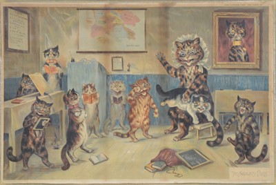 Lot 299 - After Louis Wain, The Good Puss, and The Naughty Puss; and a Lowry print