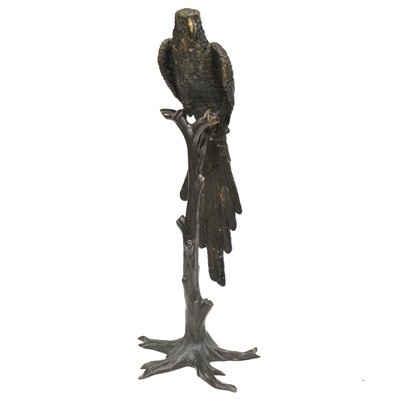 Lot 123 - Large floor-standing patinated sculpture of a Parrot, late 20th century