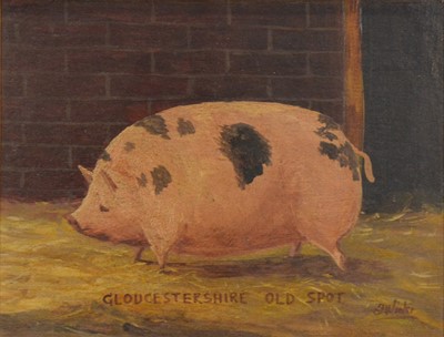 Lot 233 - J Winks, Gloucestershire Old Spot, and another oil of a Gun Dog