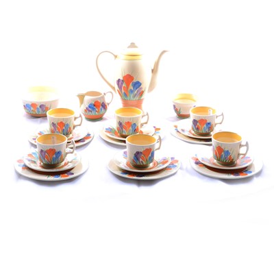 Lot 77 - Clarice Cliff, a 'Crocus' pattern coffee service
