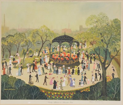 Lot 413 - Helen Bradley, The Fair at Daisy Nook and Sunday Afternoon in Alexandra Park, two prints