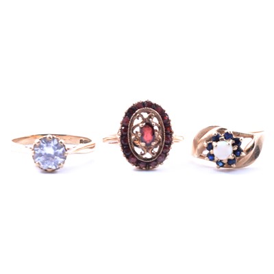 Lot 320 - Three gemset rings.