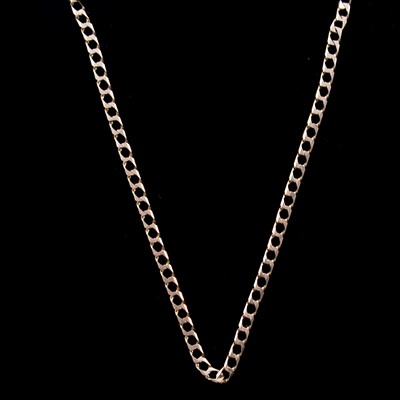 Lot 311 - A 9 carat gold flat curb link chain.