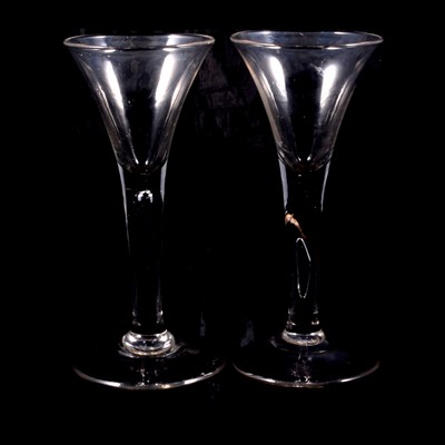 Lot 57 - Two similar wine glasses, mid 18th century