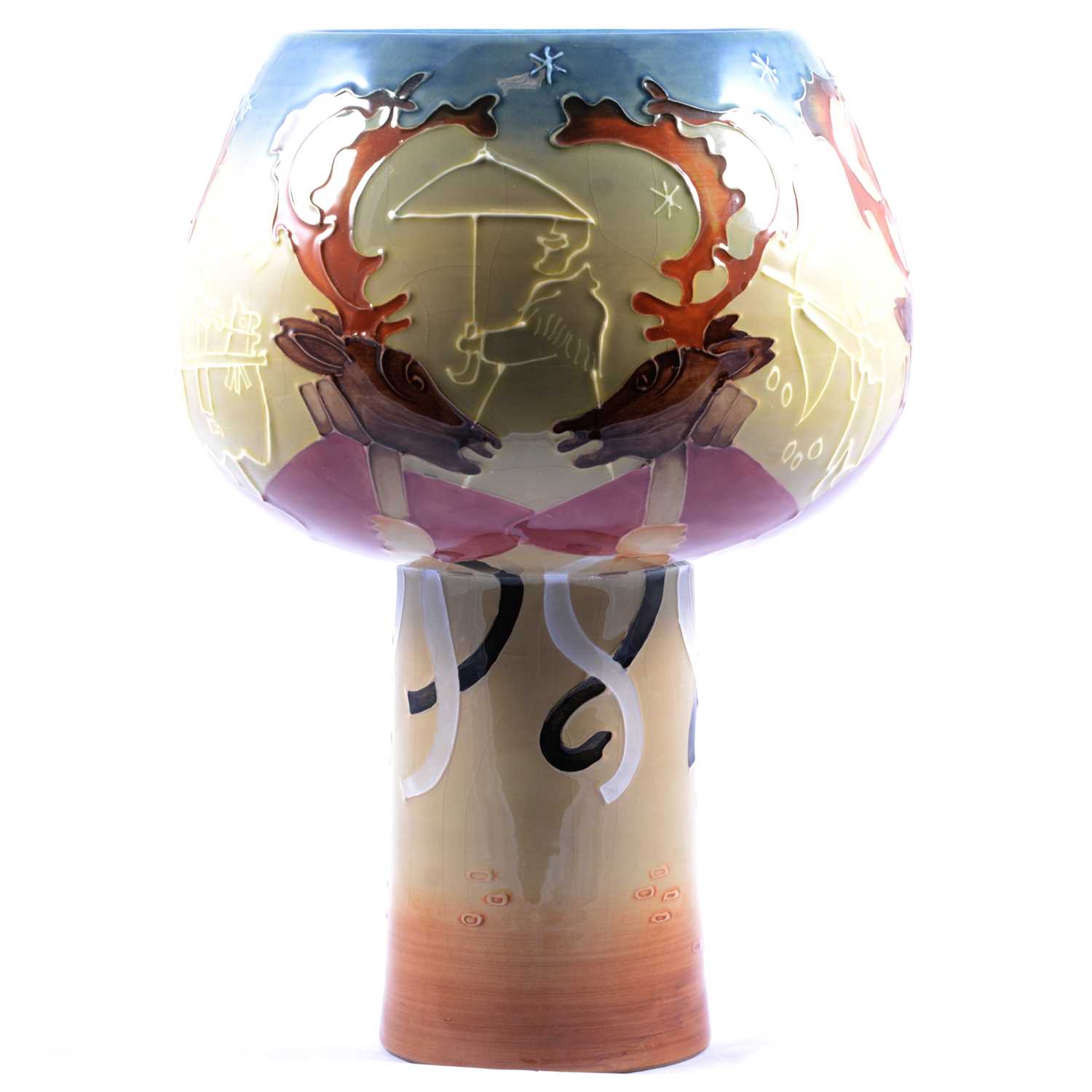 Lot 34 - Joe Hobbs for Moorcroft Pottery, a 'Bromley' design chalice, 1991