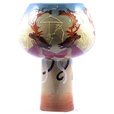 Lot 34 - Joe Hobbs for Moorcroft Pottery, a 'Bromley' design chalice, 1991