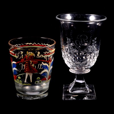Lot 5 - Cut glass rummer, circa 1790 and a German beaker