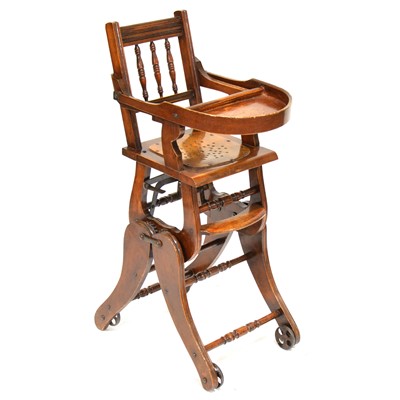 Lot 526 - Beech and walnut high chair