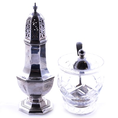 Lot 346 - Silver sugar caster, Walker & Hall, Sheffield 1910.