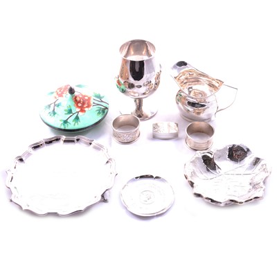 Lot 353 - Georgian silver milk jug, maker's mark rubbed, London 1789, other silver items and intaglio seal.