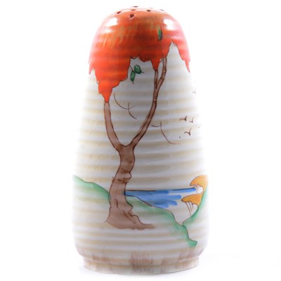 Lot 62 - Clarice Cliff, a 'Taormina Orange' pattern sugar sifter