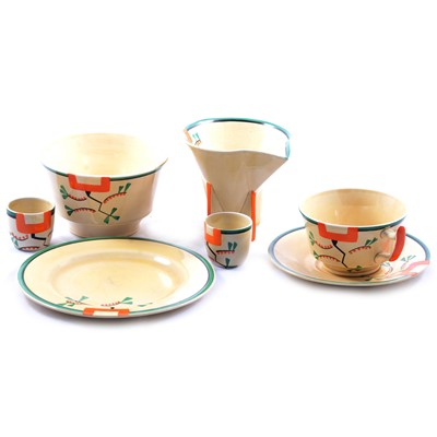 Lot 110 - Clarice Cliff, a quantity of ‘Ravel’ pattern teawares