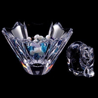Lot 139 - An Orrefors glass bowl and modern Crystal glass bear figure