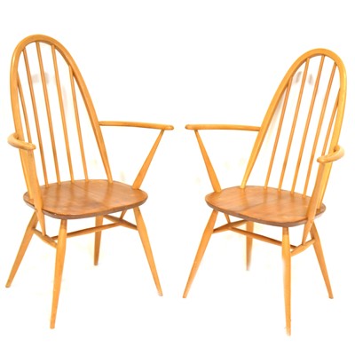 Lot 555 - Ercol, a pair of beech and elm Windsor Quaker armchairs