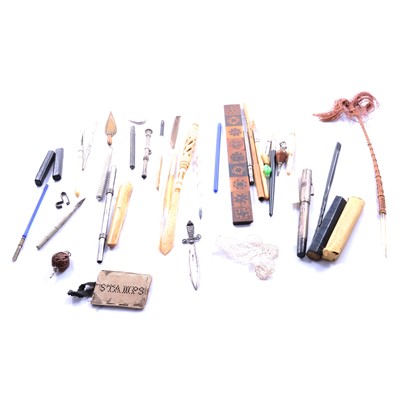 Lot 364 - Propelling pencils, quill pens, etc.
