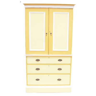 Lot 608 - Victorian painted pine press cupboard