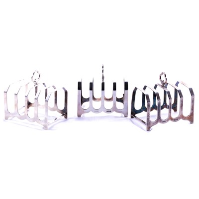 Lot 204 - Set of three silver toast racks