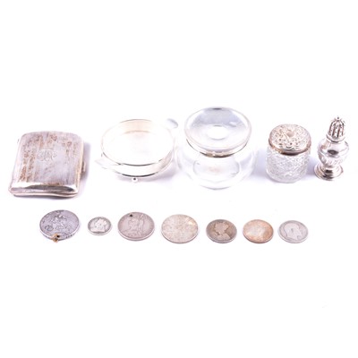 Lot 221 - Silver cigarette case and other small silver