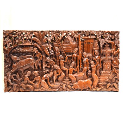 Lot 236 - Large Indonesian carded panel in and carved and pierced frame
