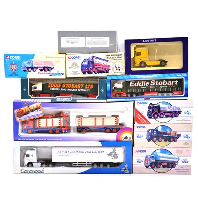 Lot 54 - Eleven die-cast model lorries, including Corgi, Siku, Saico and others