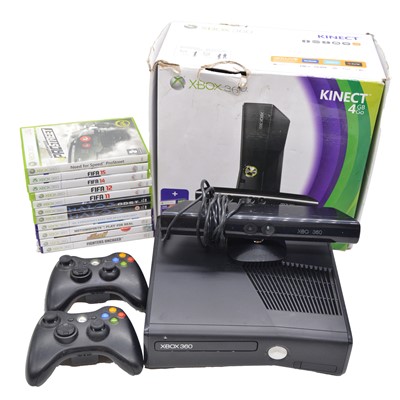 Lot 363 - Xbox 360 Kinect 4GB console, boxed, with ten games