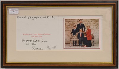 Lot 26 - King Charles III, [as The Prince of Wales] & Diana, Princess of Wales, Royal Christmas card 1991