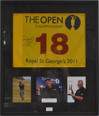 Lot 265 - Golf memorabilia: Darren Clarke, Open 2011 Champion, signed 18th hole flag
